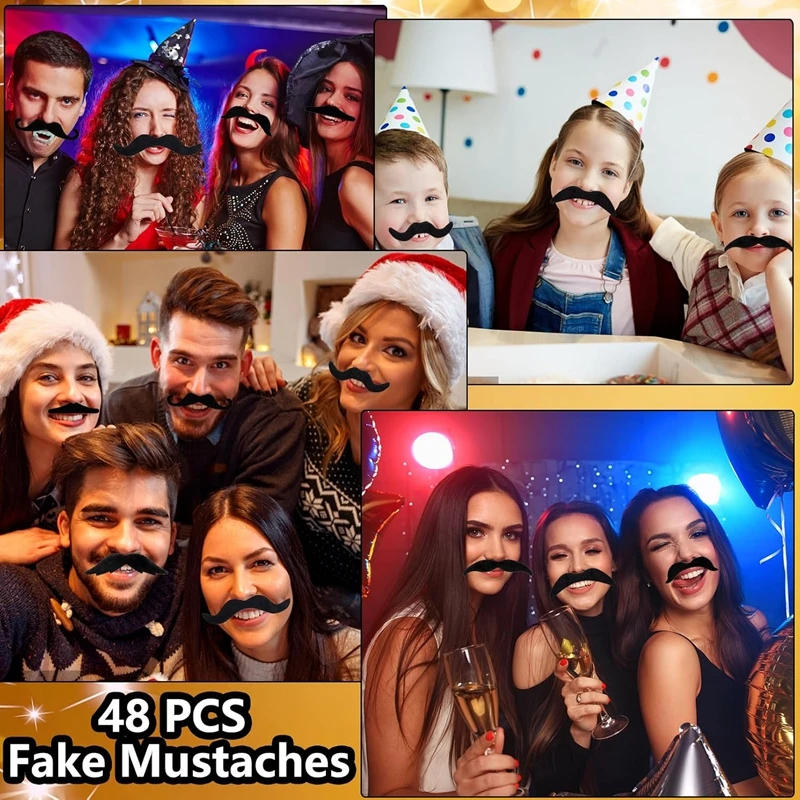 Description Picture 2 of item48pcs Funny Mustache Wedding Birthday Party Photobooth Props Kids Pirate Party Costume Cosplay Fake Beard Halloween Decoration