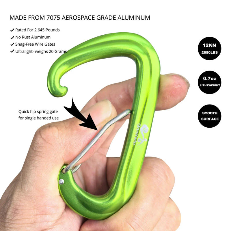 Description Picture 3 of item12KN Climbing Carabiner Professional Mountaineering D-Shape Buckle Hook Safety Lock Outdoor Climbing Equipment Accessories 