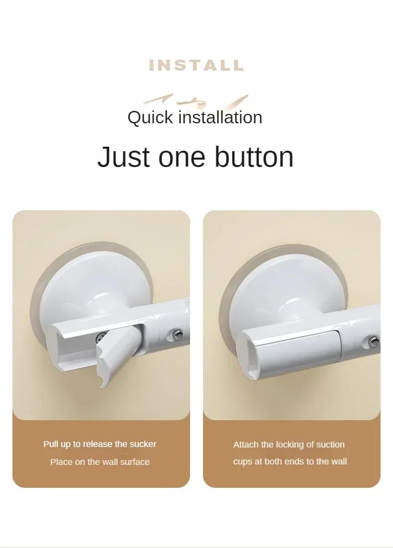 Description Picture 6 of item1PC Safety Helping Handle Anti Slip Support Toilet Bathroom Safe Grab Bar Vacuum Sucker Handrail Household Suction Cup Bath Rail