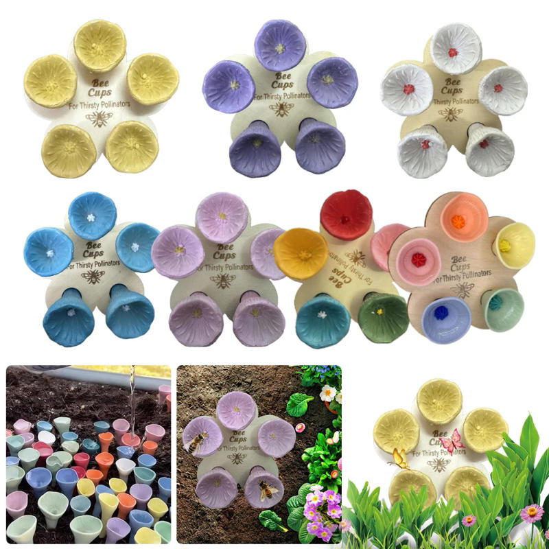 Description Picture 6 of item5Pcs Bees Insect Drinking Cup Bee Drinking Fountain Cup Flower Shape Bees Water Feeder with Holder Beekeeping Supplies