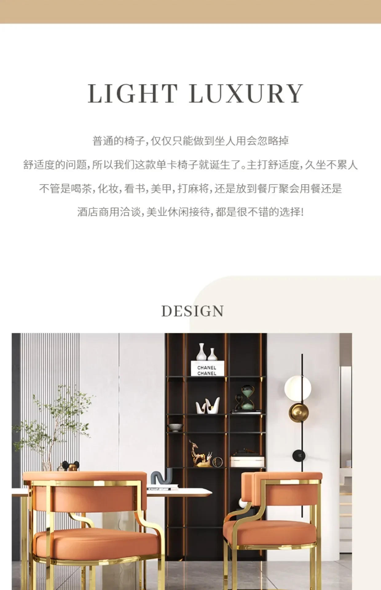 Description Picture 3 of itemHotel Makeup Chair Metal Floor Aesthetic Nordic Garden Chairs Accent Reading  Dining Room Furniture