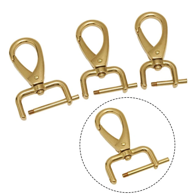 Description Picture 2 of item1x Solid Brass Detachable Snap Hook Swivel Eye Trigger Clip Clasp Buckle for Leathercraft Strap Belt Keychain Webbing Pet Leash