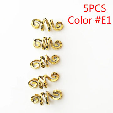 5Pcs/Pack Golden Silver Viking Spiral Charms Hair Braid Dread Dreadlock Beads Clips Cuffs Rings Jewelry Accessories