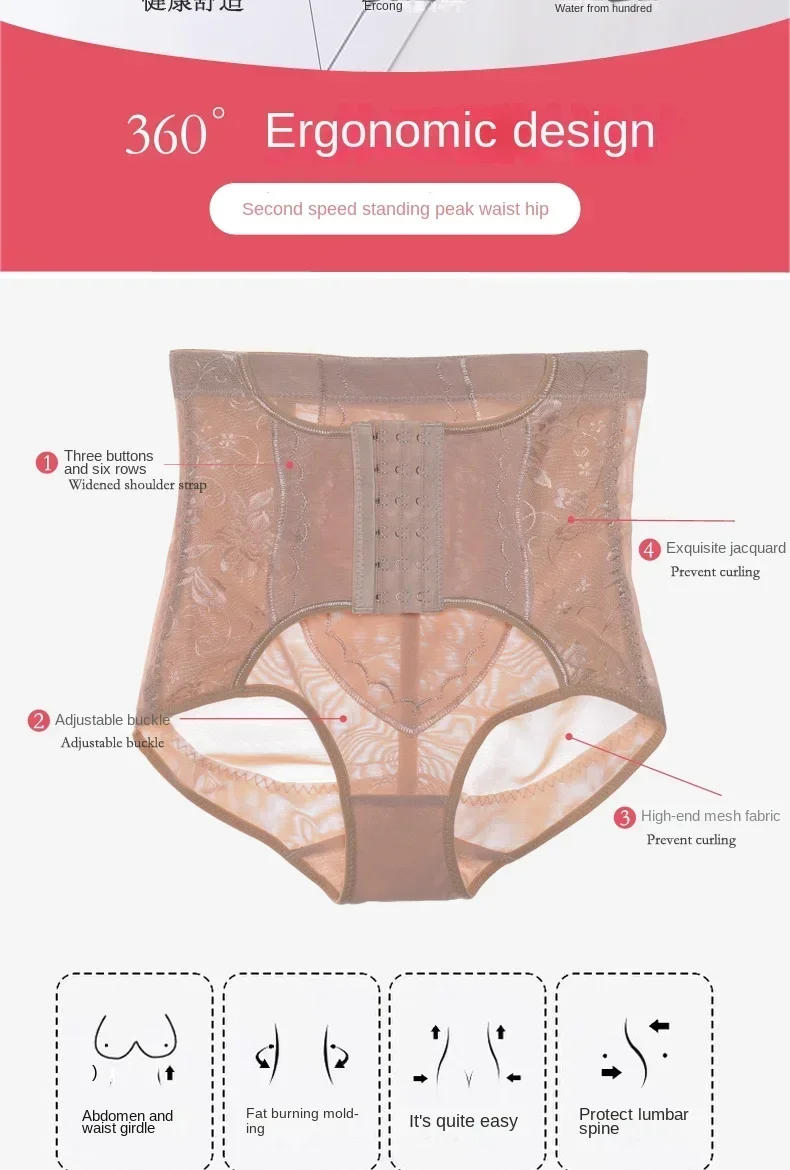 Description Picture 4 of itemWomens Tummy Control Waist Trainer Corset Butt Lifter Shapewear High Waist Body Shaper Briefs Slim Girdle Panties with Hook