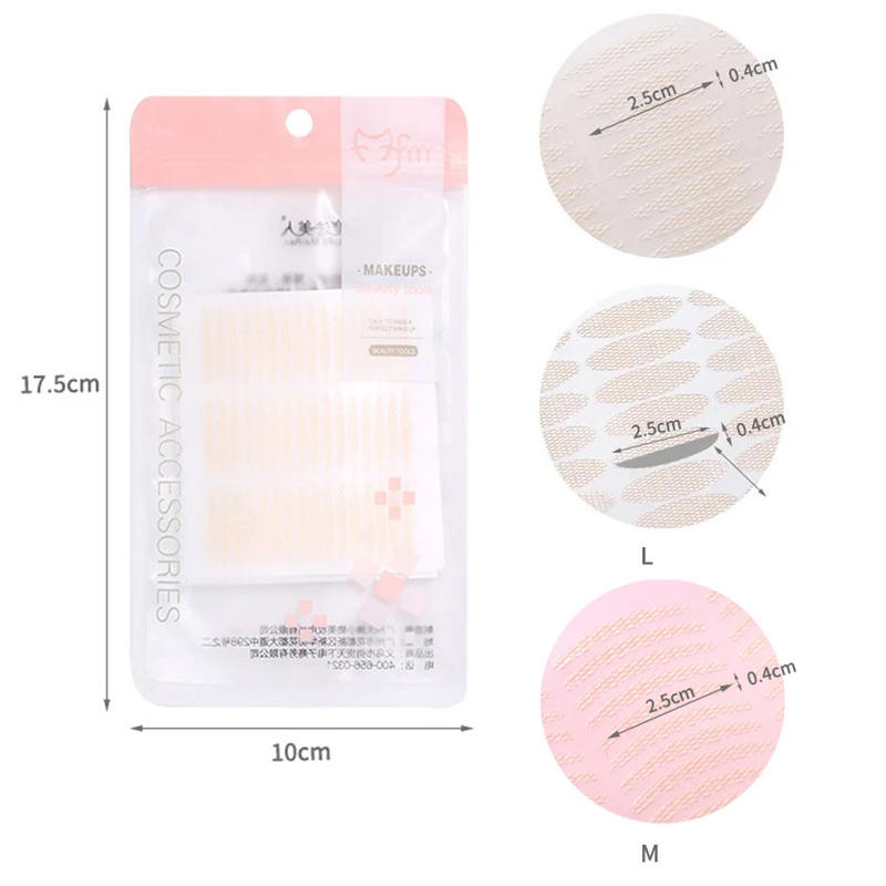 Description Picture 3 of item240Pcs Double Fold Eyelid Tape Sticker Lace Nature Clear Beige Stripe Self-adhesive Natural Eye Makeup Make Up With Tool New