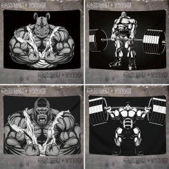 Orangutan rhino animal fitness tapestry wall hanging macho background cloth living room bed home decoration