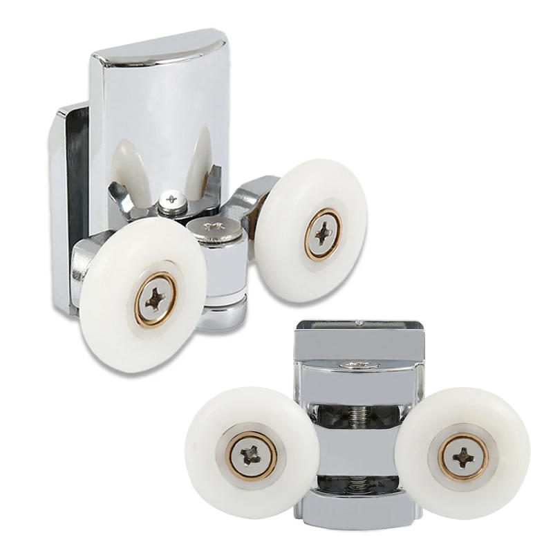 Description Picture 4 of itemSet of 4 Shower Door Rollers Twin Roller Runners Wheels Pulleys Zinc Alloy 23mm Wheel Diameter Top Bottom Bathroom Replacement