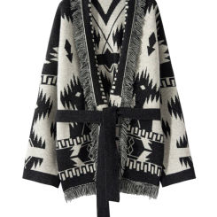 Luxury Women Vintage Tassels Cardigan 100% Cashmere Knit Jacquard Sweater Coat Autumn Winter High Quality Female Clothing Tops