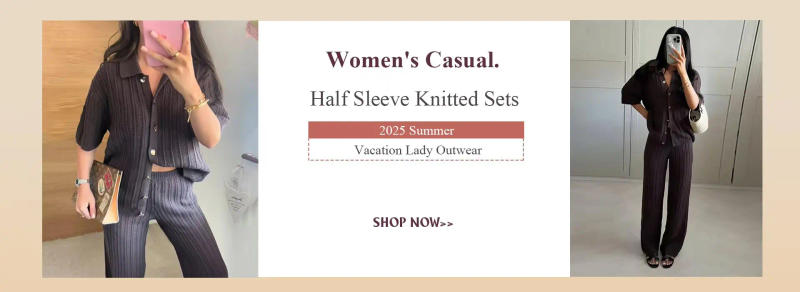 Description Picture 2 of itemCasual Knit Vest Pants Set Women Solid O-neck Single-breasted Cardigans Wide Leg Trousers 2025 Spring Summer 2 Pieces Lady Sets