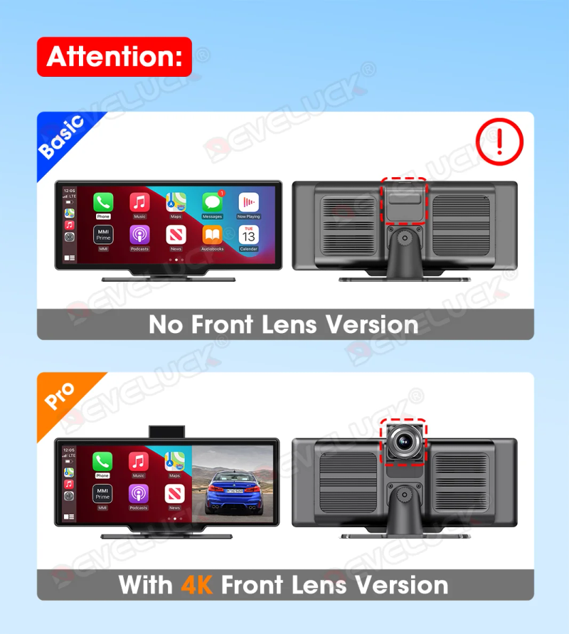 Description Picture 2 of item10.26'' Car DVR 4K Dash Cam Wireless Carplay Android Auto Dual Lens Video Recorder Automobile Monitor Rearview Camera Dashboard