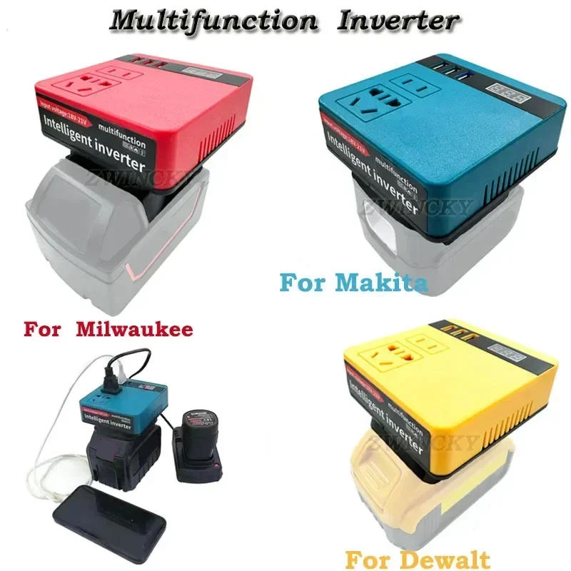 Description Picture 2 of itemPower Inverter DC 18V To 220V Multi-Function Inverter Adapter For Makita/Dewalt/Milwaukee 18V Lithium Battery Conversion Tool