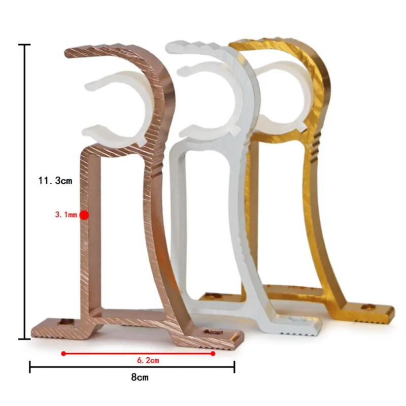 Description Picture 2 of itemNew Thicken Curtain Rod Bracket Hanger Hook Rod Support Clamp Alloy Support Clamp Crossbar Fixing Clip Wall Holder Rails Rack