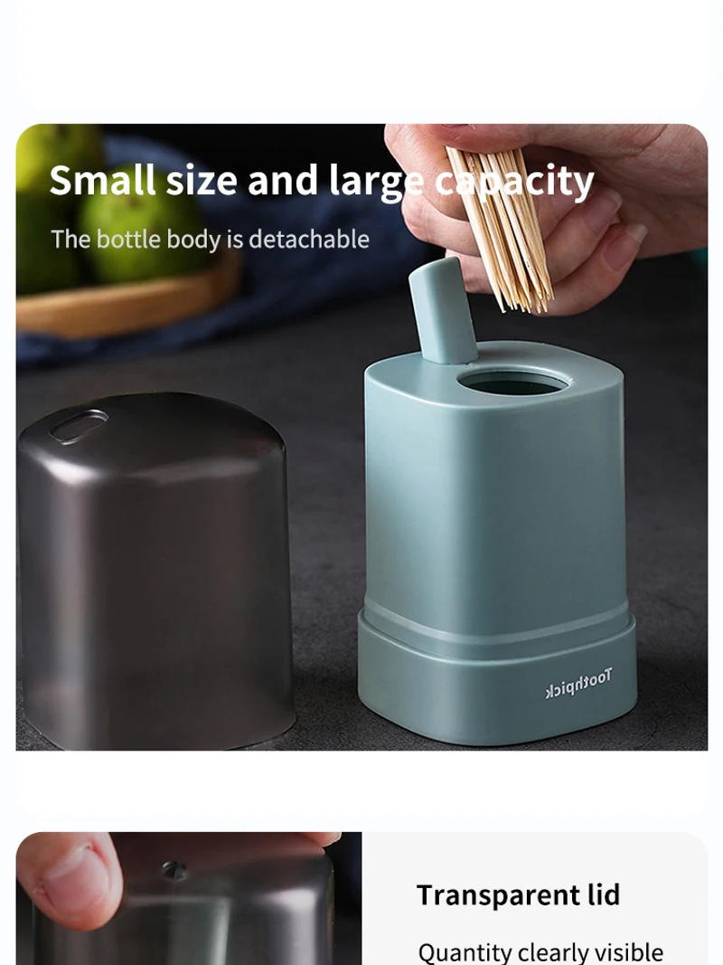 Description Picture 5 of itemPress Type Toothpick Holder Automatic Pop-up Toothpick Box Hotel Restaurant Kitchen Desktop Organizer Cleaning Dental Tools