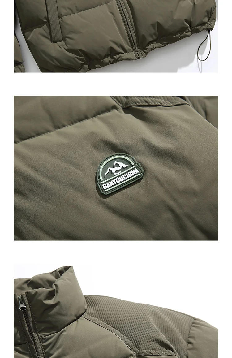 Description Picture 6 of itemMen/Women Japanese Style Stand Collar Fluffy Down Jackets Autumn Winter Thickened Warm Windproof Loose Casual Zipper Parkas Coat