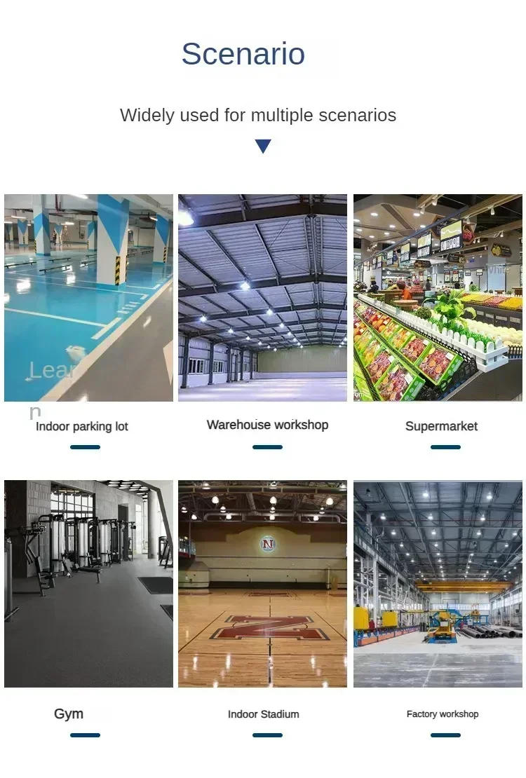 Description Picture 5 of itemWaterproof Commercial Industrial Market Warehouse Garage Workshop Garage Lamps Super Bright 100/150/200W UFO LED High Bay Lights