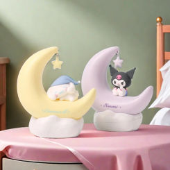 Sanrio Kuromi Cinnamonroll Moon LED Light Kawaii 3D Cartoon Ornament Cute Beauty Bedroom Night Light Bedside Decor Lamp Gifts