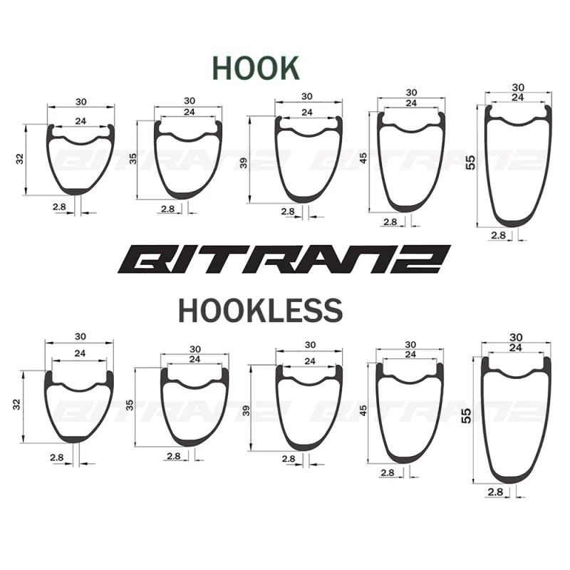 Description Picture 2 of item700c Road Bike Wheel Carbon Asymmetric Rim 30/32mm Wide Gravel Tubeless Clincher Hook Hookless Bicycle 32/35/39/40/45/50/55/60mm