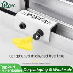 Non-perforated Window Screen Limiter Aluminum Alloy Door and Window Fixed Push-pull Child Lock Buckle Anti-theft Lock