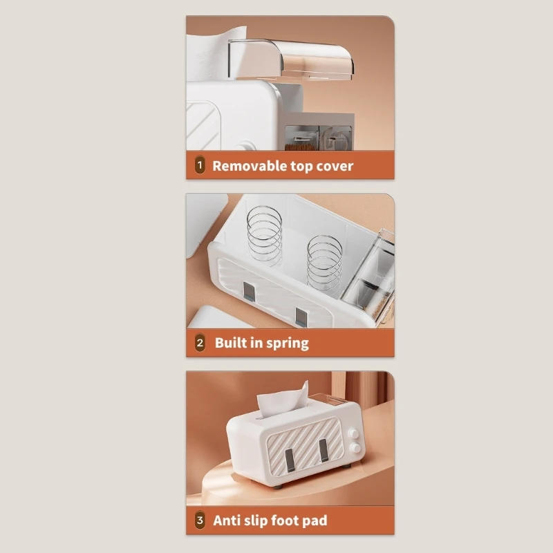 Description Picture 3 of itemTissue Box Table Napkin Holder with Phone Holder Countertops Toilet Paper Holder for Kitchen Dining Room Bathroom