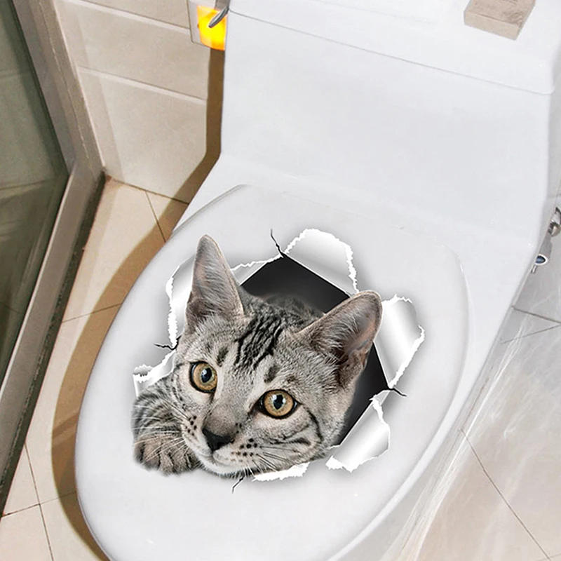 Description Picture 5 of itemFunny 3D Kitten Toilet Seat Stickers Decals Waterproof Peel & Stick Restroom Animal Decals Decor For Bathroom Washroom