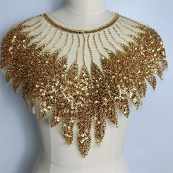 New design  Gold siver black sequin patches sew on clothing DIY