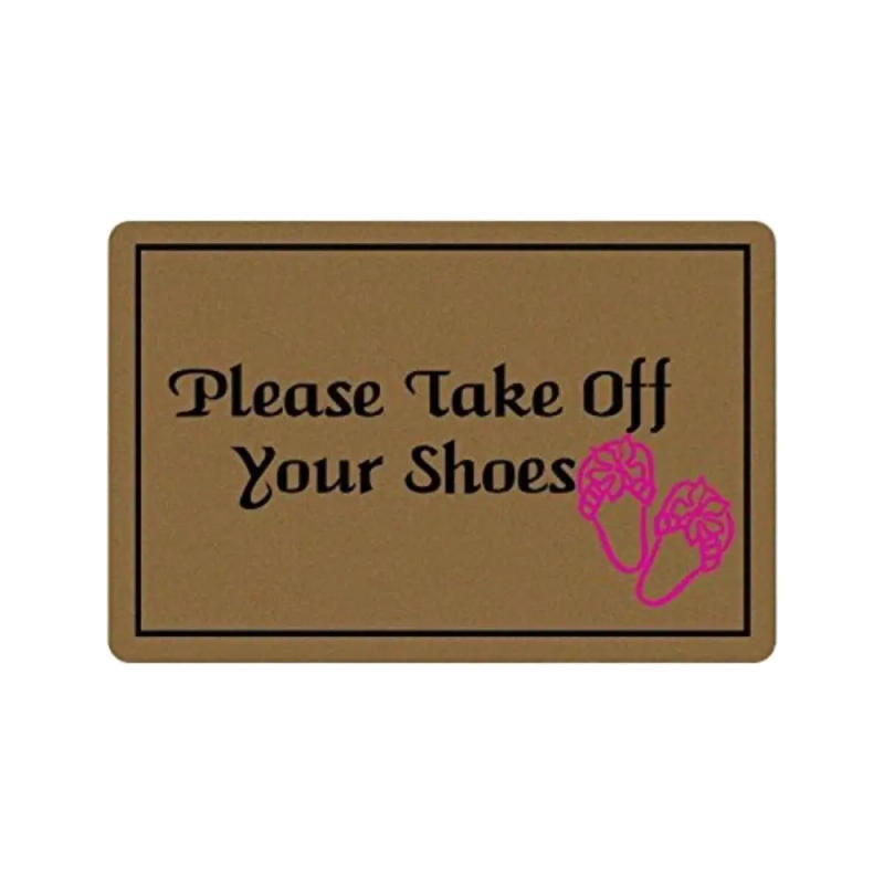 Description Picture 2 of itemPlease Take Off Your Shoes Doormat Rubber Bathroom Kitchen Mat Garden Garage Door Floor Mat Non-Slip Carpet Entrance Rug