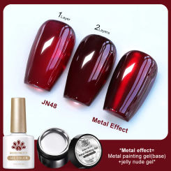 BORN PRETTY 10ml Translucent Jelly Red Gel Nail Polish Set 3pcs/set Silver Mirror Paint Semi Permanent Soak Off Nail Art Varnish
