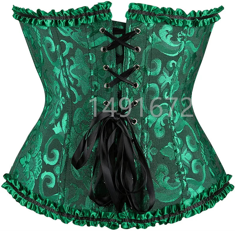 Description Picture 4 of itemSapubonv Corsets and Bustiers Shapewear Brocade Lingerie Overbust Corset Top Sexy Plus Size Women Vintage Red Black Green Pink