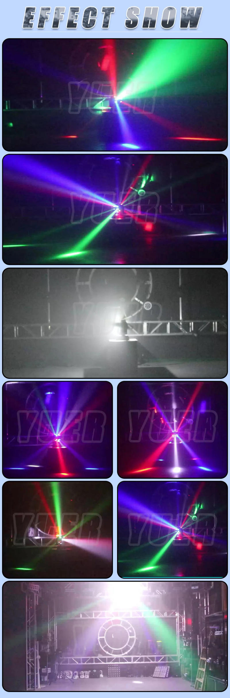 Description Picture 3 of itemLED 16x3w RGBW + RG Laser + 4x15w Strobe 3in1 Effect Party Holiday Disco Dj Beam Projector Gobo Moving Head Stage Lighting