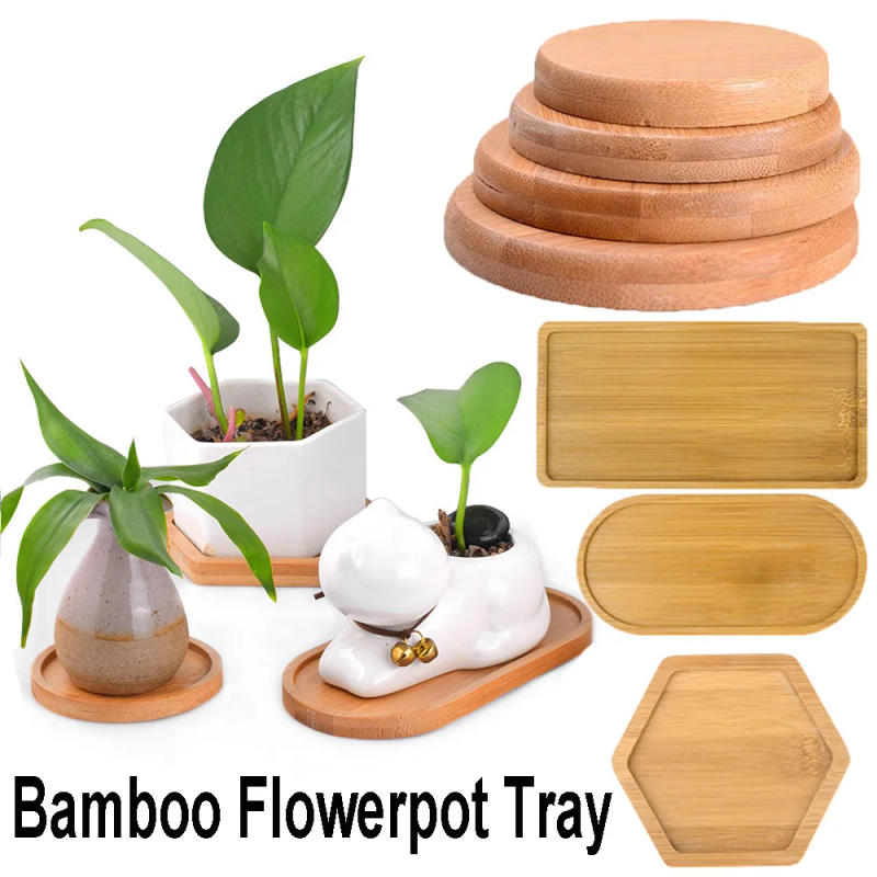 Description Picture 2 of itemGardening Supplies Planters Pot Stander Home Decoration Bamboo Wood Tray Flowerpot Base Hexagon Rectangle Round Square
