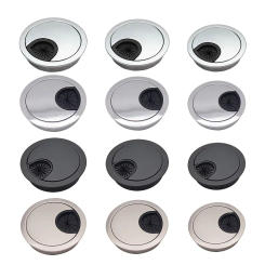 1pc Cable Hole Cover For Desk Metal Grommet Table Cable Tidy Wire Hole Cover Chrome Brush 50/53/60mm Detachable Precise Buckle