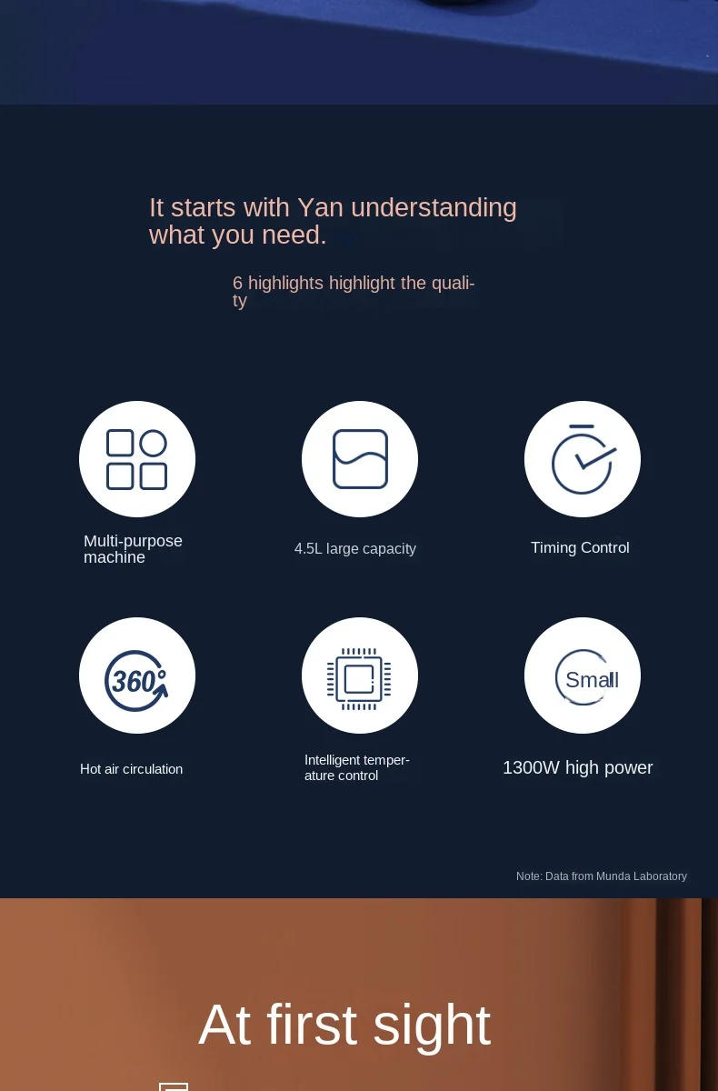 Description Picture 3 of itemOriginal Monda 4.5L Air Fryer Without Oil Home Cooking New Multifunctional Intelligent Electric Oven Fryer Gift air fryer