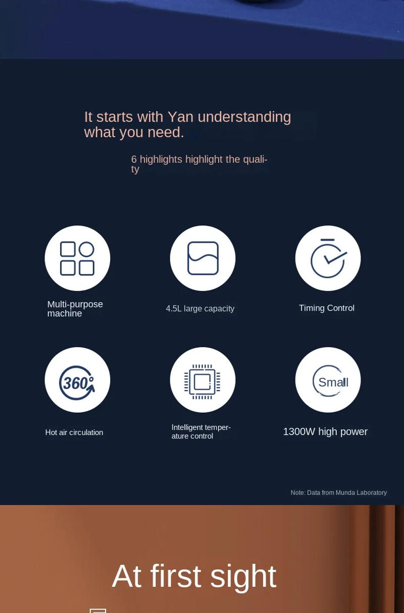 Description Picture 3 of itemOriginal Monda 4.5L Air Fryer Without Oil Home Cooking New Multifunctional Intelligent Electric Oven Fryer Gift air fryer