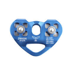 Outdoor Climbing Pulley Biaxial Transport Steel Cable Expand Heart-Shaped Double Pulley Blue