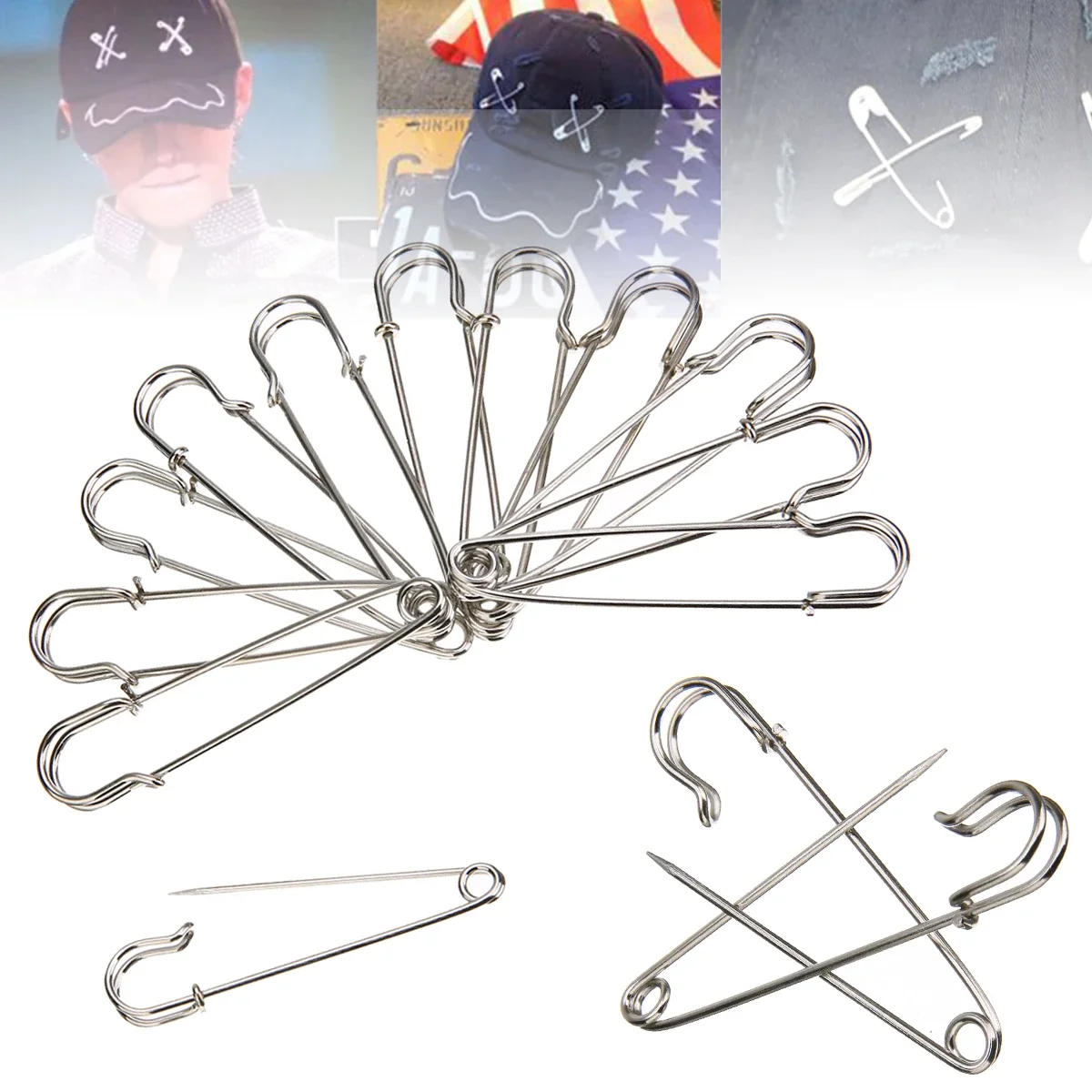 Description Picture 3 of item12pcs Large Heavy Duty Stainless Steel Safety Pins for Wedding Bouquet Brooch DIY Decoration