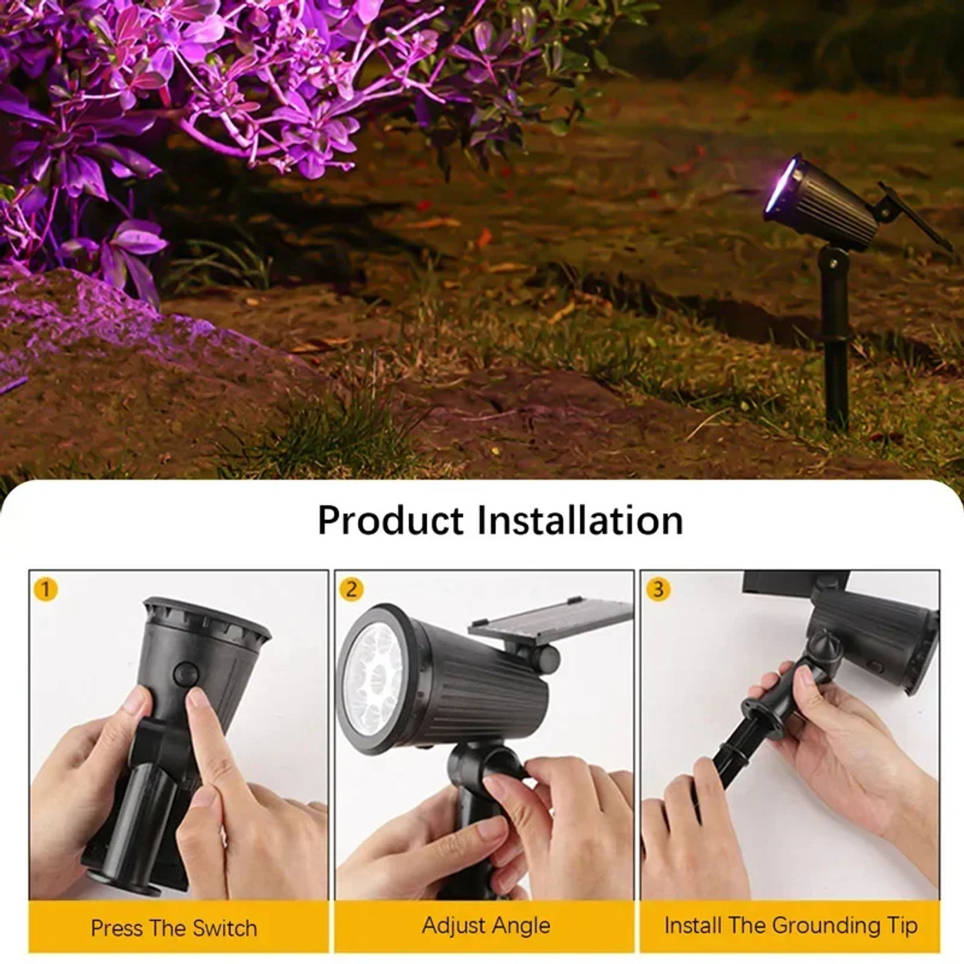 Description Picture 4 of item9 LED Solar Spot Light Outdoor Waterproof Spotlights Solar Garden Lights Landscape Lighting Decoration Pathway Lawn Lamp