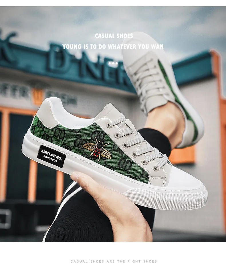 Description Picture 4 of itemMen's Pattern Canvas Breathable Sneakers Student Outdoor Walking Shoes Skateboard Loafers Comfort Lightweight Trendy Trainers