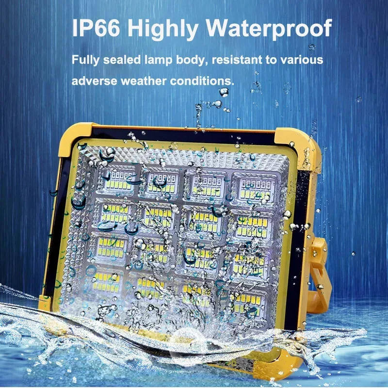 Description Picture 2 of item15000LM USB Rechargeable LED Solar Flood Light 2000Watt with Magnet Strong Light Portable Camping Tent Lamp Work Repair Lighting