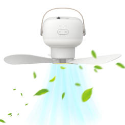 Portable Ceiling Fan with LED Lamp Remote Control Cooling Ceiling Fan 4 Wind Speed Dormitory Hanging Fan for Indoor Outdoor