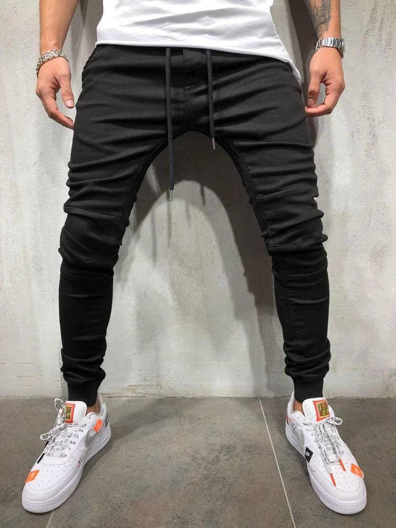 Description Picture 4 of itemMens Pants Lace-up Simple Design Jeans Casual Slim Trousers Male  Pencil Denim Skinny For Men  hip hop  men clothing  men pants