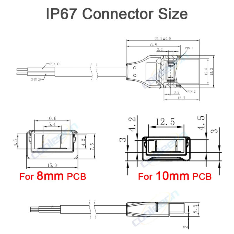 Description Picture 2 of itemCOB LED Strip Connector 2pin 3pin 4pin for 8mm 10mm Wide PCB LED Tape Single Color RGB CCT Solderless Right Angel Wire Accessory