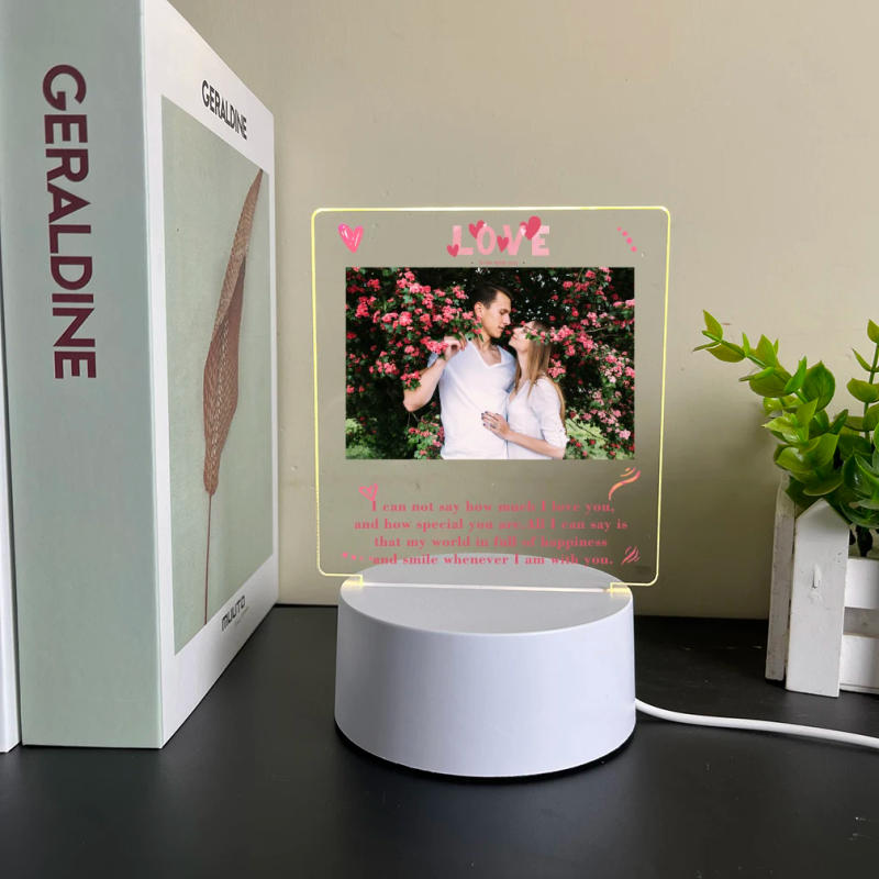 Description Picture 2 of item1PC Diy UV Print Love Personalized Photo Visual Night Light For Lover Girlfriend Gift Custom Acrylic Lamp Anniversary Decor