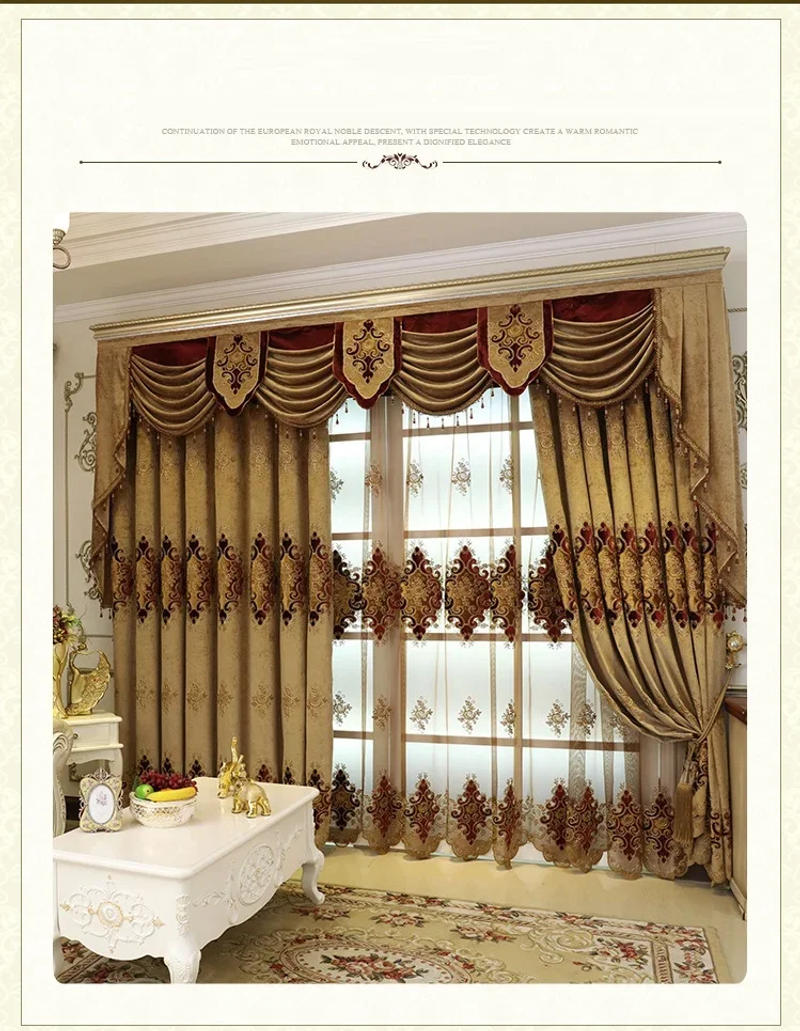 Description Picture 3 of itemCurtains for Living Room New Embroidery Valance European Style Villa Blinds Drapes Window Door Curtains for Dining Room Bedroom