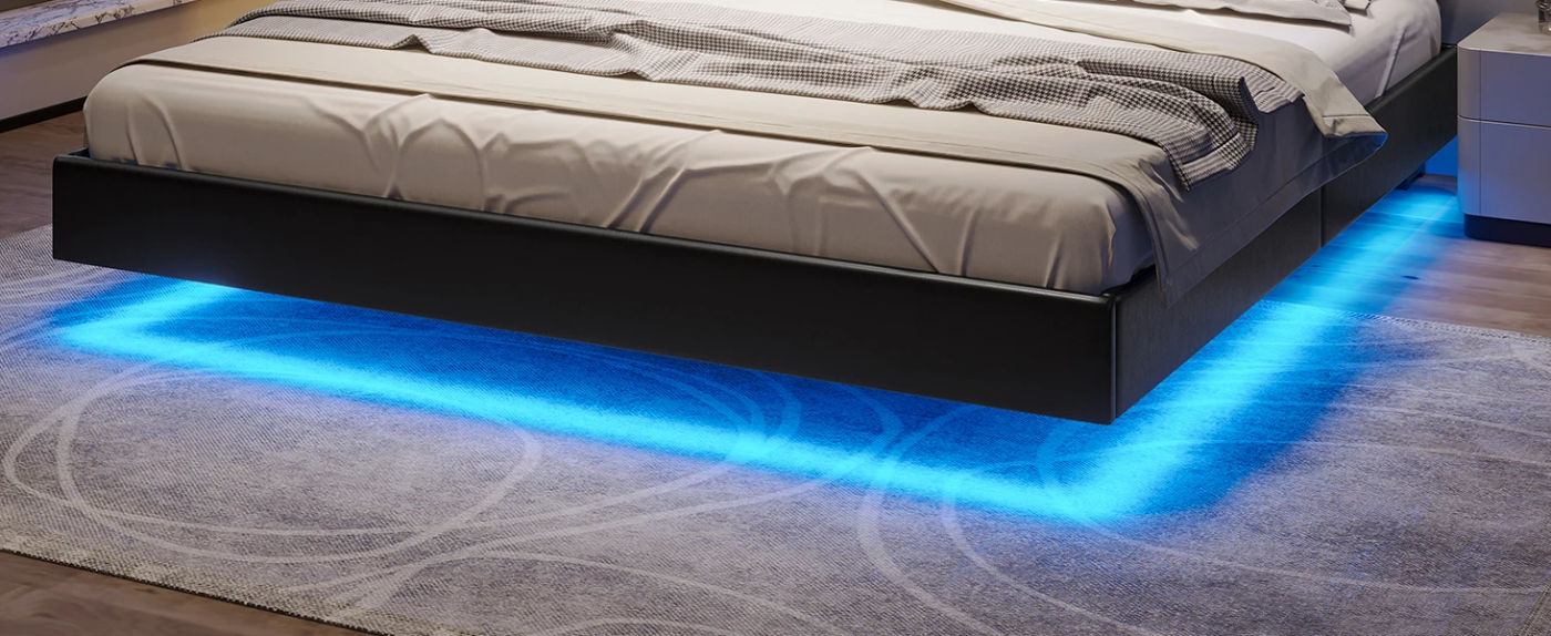 Description Picture 3 of itemDIAC Storage Headboard and Lights Queen Size Visual Floating LED Bed Frame with Type-C &