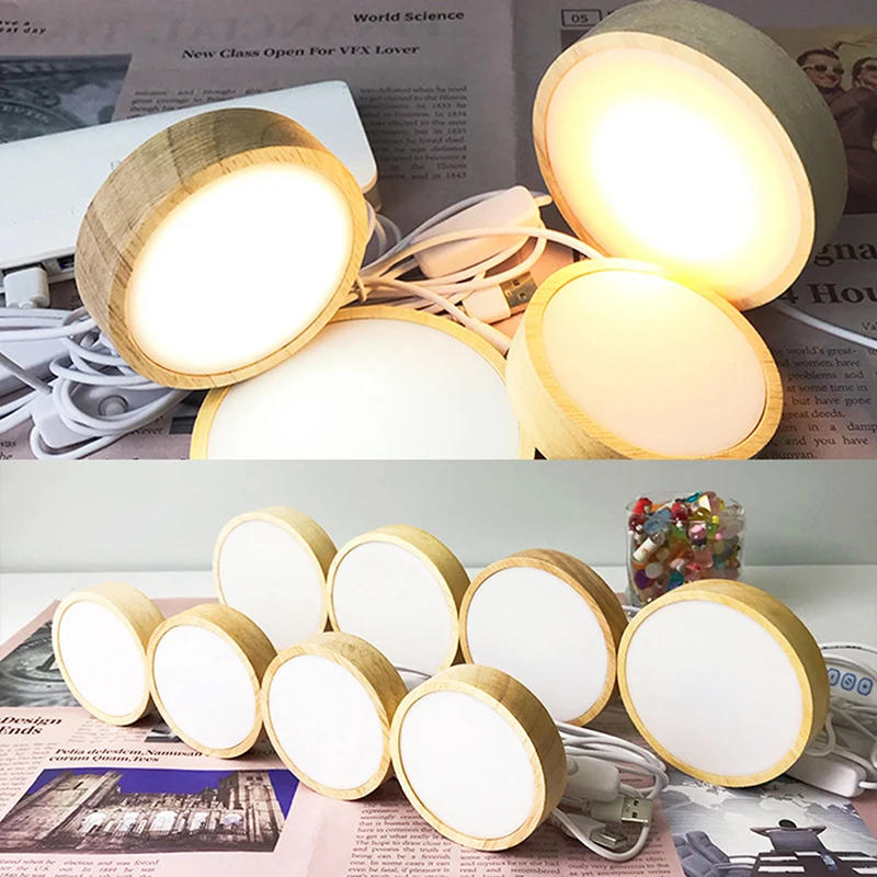 Description Picture 3 of itemWooden LED Light Base Night Light Holder Display Decoration Wooden Lamp Base LED Light Rotating Display Stand USB