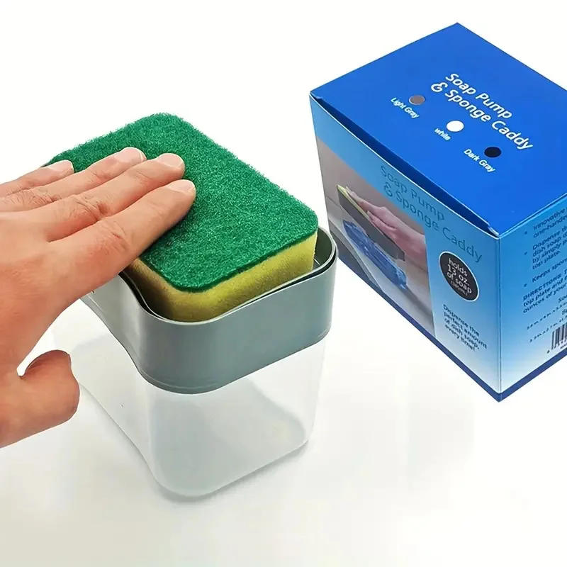 Description Picture 5 of itemAutomatic Soap Dispenser Sponge Holder Press Bottle Liquid Dishwashing Cleaning Tool with Sponge Wipe Combo Kitchen Sink Use