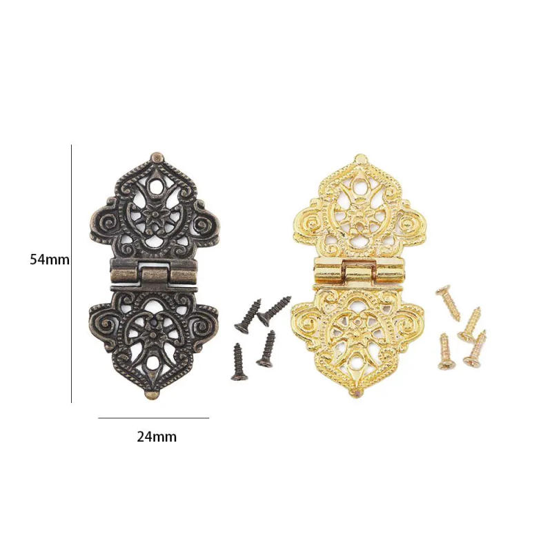Description Picture 3 of itemDoor Wooden Box Lace Mini Vintage Alloy Butt Hinges Antique Furniture Hardware Hollow Flower