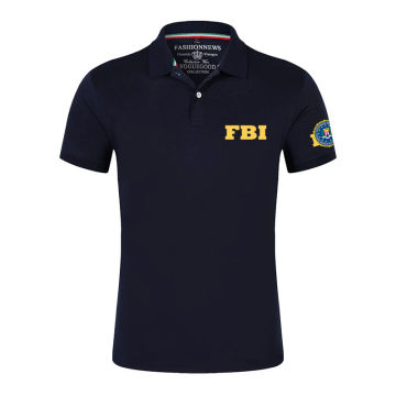 FBI 2024 Cotton Polo Shirts For Mens Casual Solid Color Slim Fit Mens Polos Newest Summer Fashion Printing Brand Mens Clothing