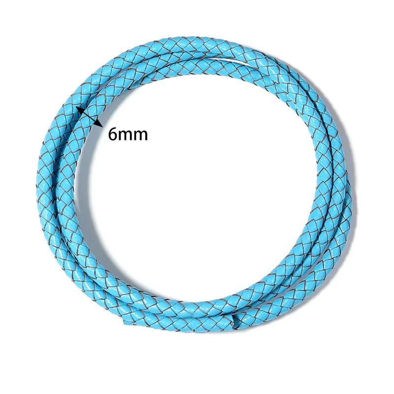 Description Picture 2 of item1M/Lot 6mm Braided Genuine Leather Cord Round Thread Rope For Ornament Making DIY Sewing Crafts Handmade Clothing Accessories
