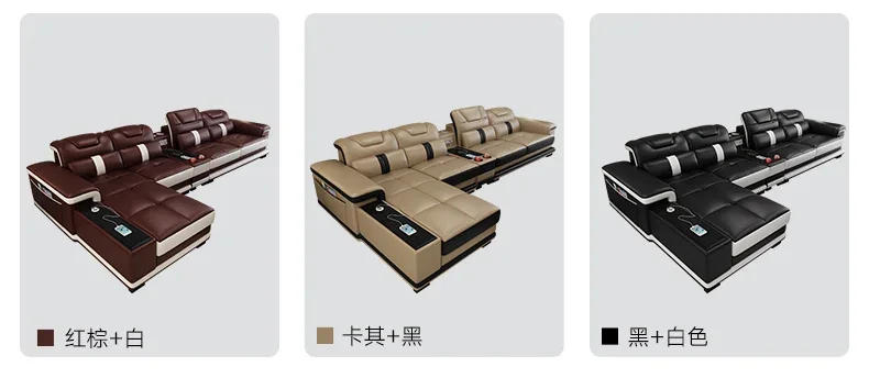 Description Picture 3 of itemLiving Room Sofa set corner sofa speaker real genuine cow leather sectional sofas nordic L shape bluetooth headrest functional